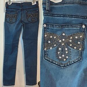 New Mudd JEANS Girls 14 Embellished Y2K Skinny Low Rise Bedazzled Rhinestones